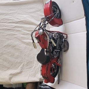 Red Metal Motorcycle Decoration Tabletop Ornament Decor